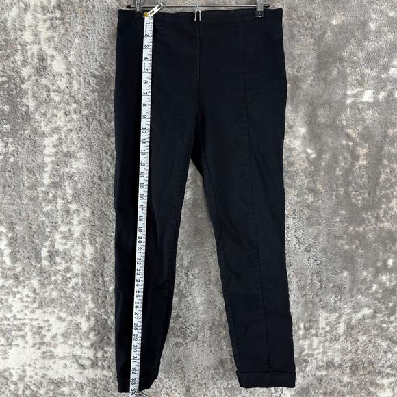 H&M Size 10 Flat Front Ankle Casual Pants Stretch Black Cotton Blend - Picture 2 of 11